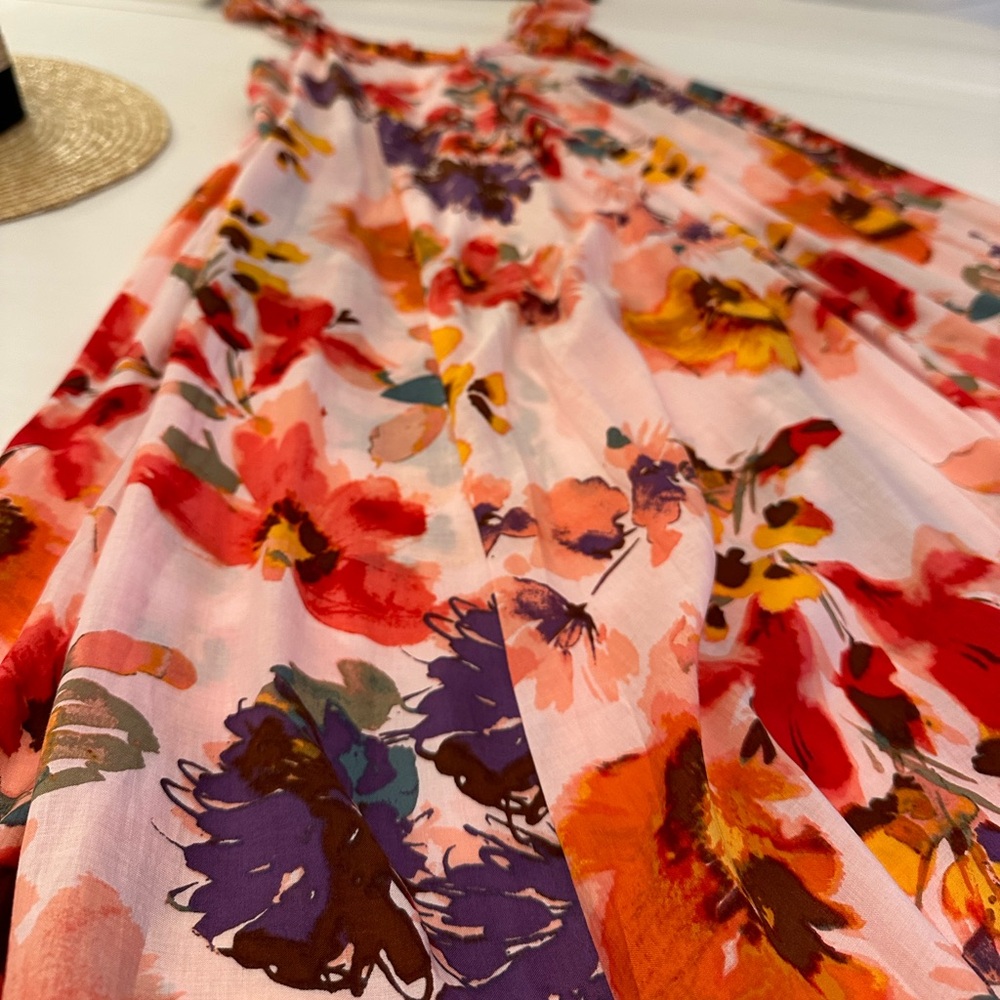 H&M Floral Flounce Trim Ruffle Midi Dress - Picture 15 of 16